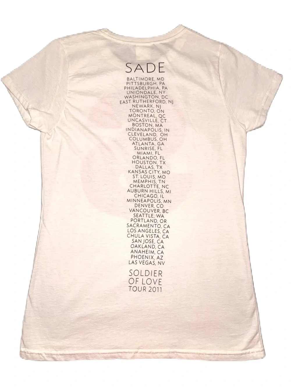 Original Rare Sade Soldier of Love Tour 2011 XL White Pink Graphic T-shirt EUC_2